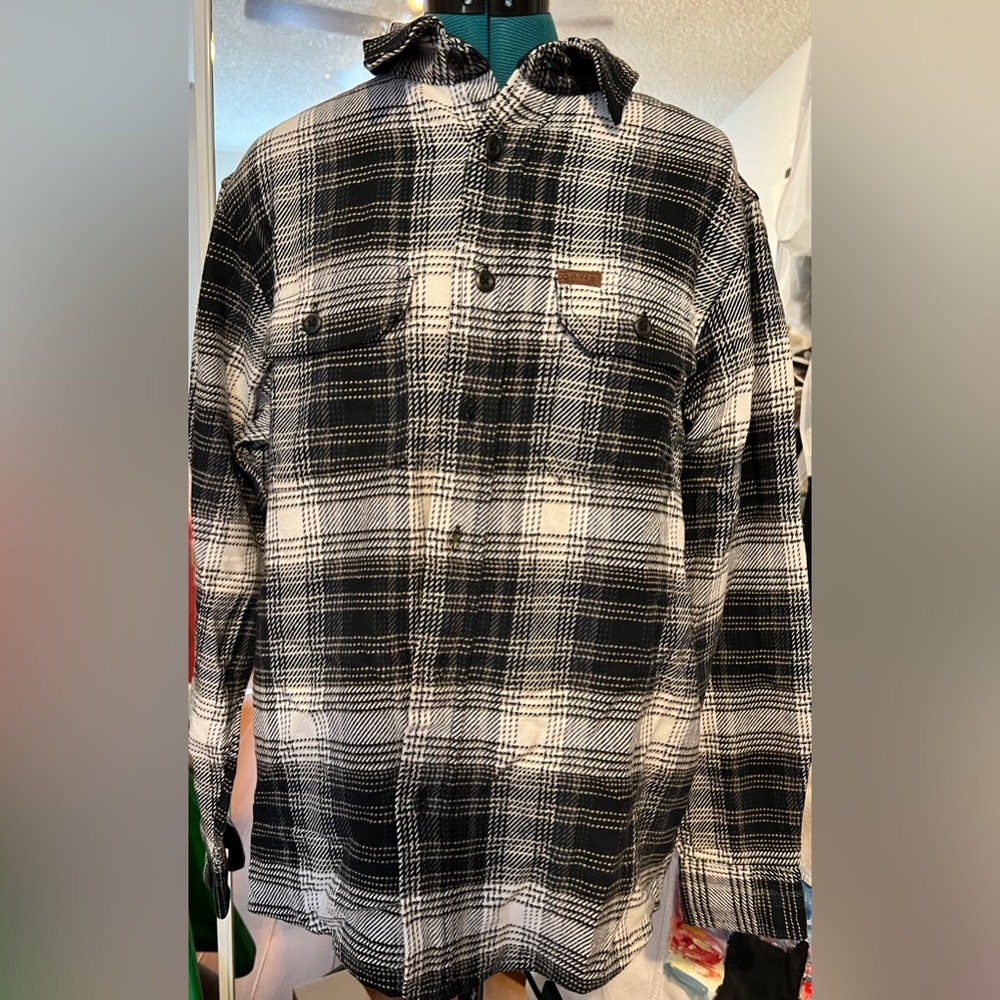Black and White Orvis Collection Plaid Shirt Size S